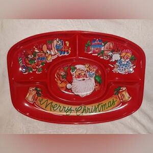 Vintage Ullman Co. USA made Christmas Holiday Plastic Divided Serving Tray